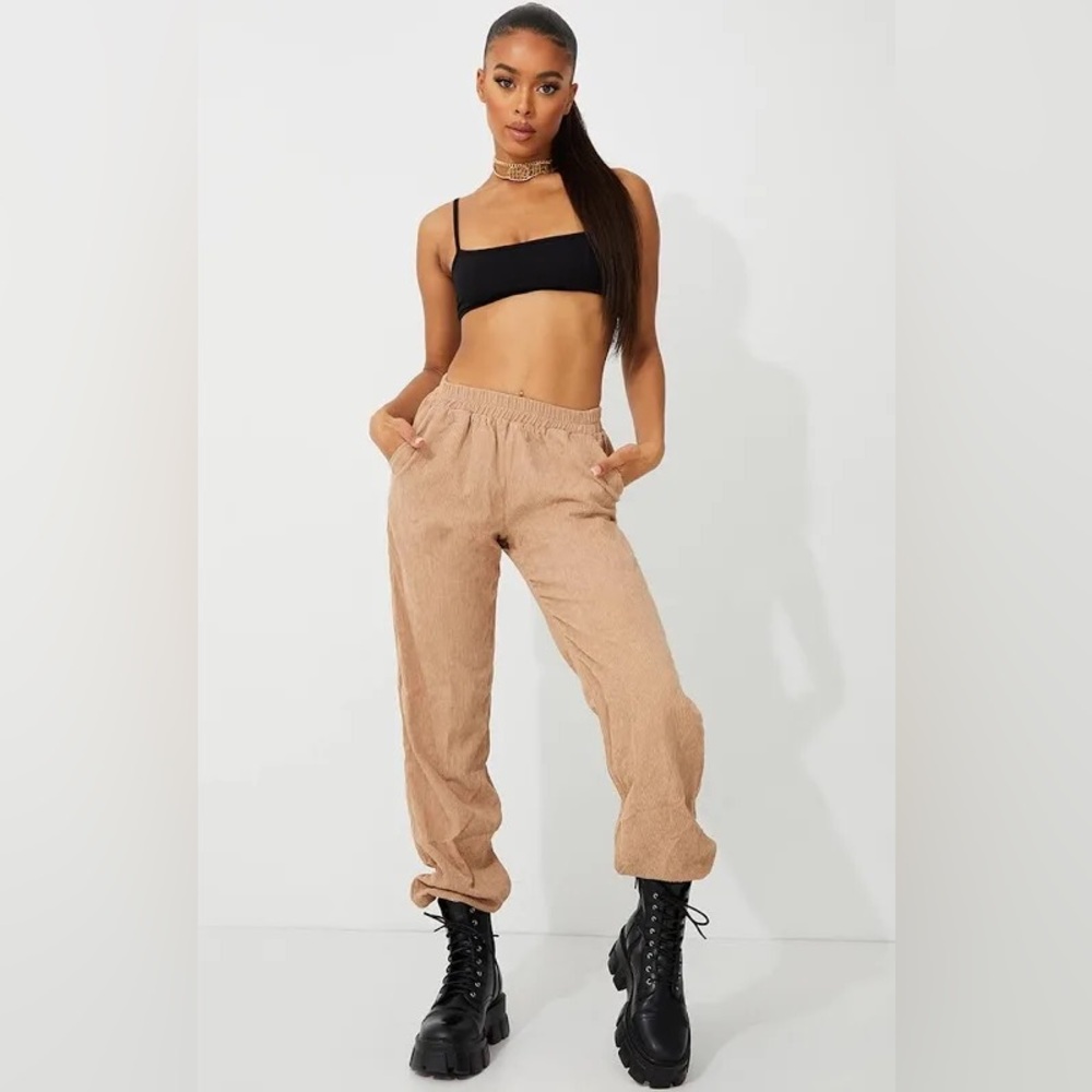 PrettyLittleThing Tan Corduroy Joggers - Picture 2 of 6